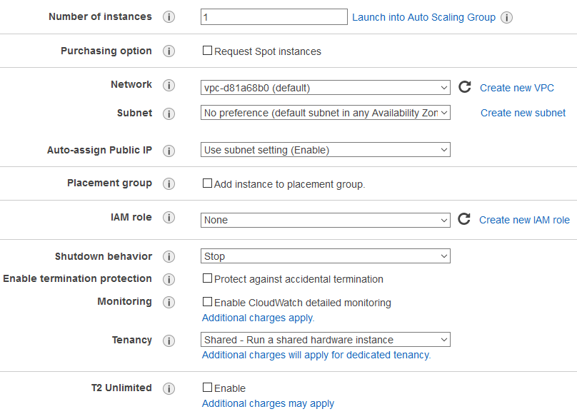 Amazon EC2 Configure Instance Details